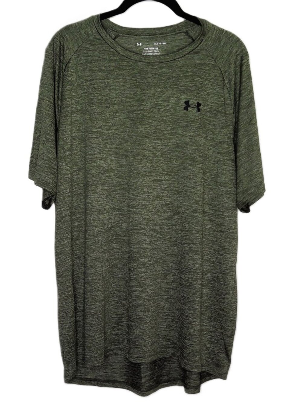 Under Armour Men's Shirt The Tech Tee Short Sleeve Olive Stretch Logo EUC Sz XL